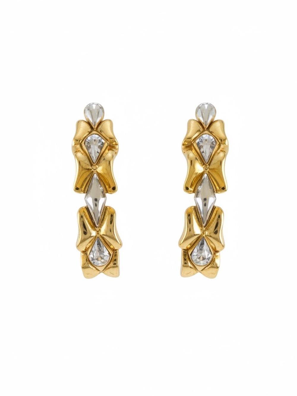 D’Orlan fancy two tone half circle hoop stud Earrings NWT